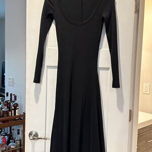 Buck Mason Rib Black Long Sleeve Maxi Dress